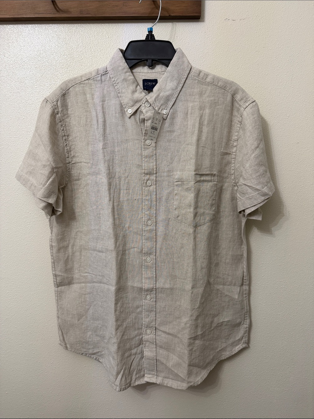 J. Crew Men's Short-Sleeve Button-Down Shirt in Natural Beige